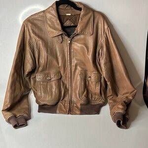 Vintage Abercrombie & Fitch Bomber Jacket - Brown Leather - Size L